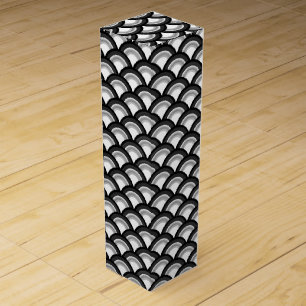 Art Deco wave pattern - black and white Wine Box