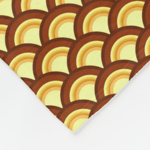 Art Deco wave pattern - chocolate and yellow Fleece Blanket