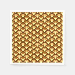 Art Deco wave pattern - chocolate and yellow Paper Napkins