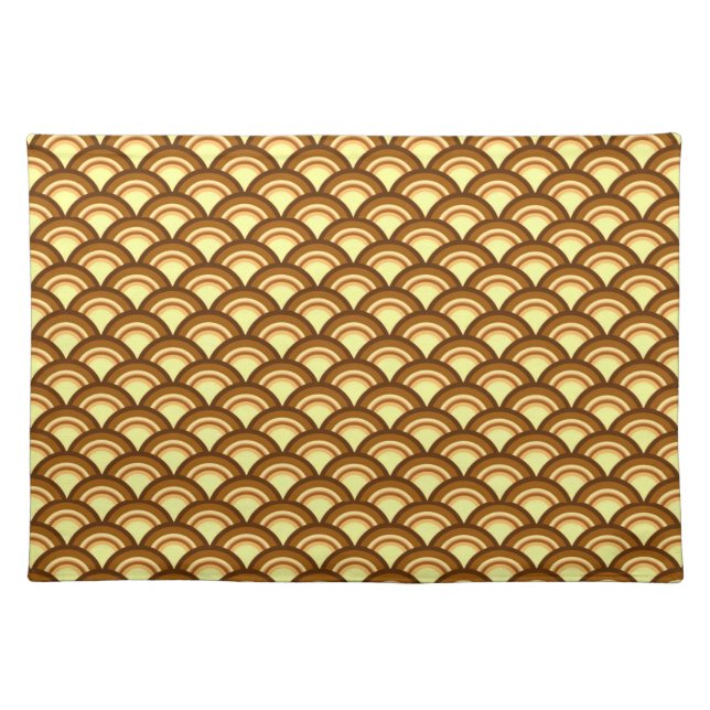 Art Deco wave pattern - chocolate and yellow Placemat (Front)