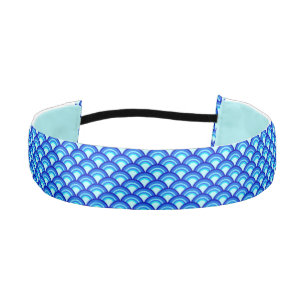 Art Deco wave pattern - cobalt and sky blue Athletic Headband