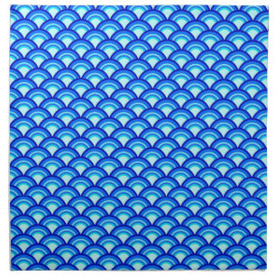 Art Deco wave pattern - cobalt and sky blue Napkin