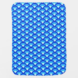 Art Deco wave pattern - cobalt and sky blue Stroller Blanket
