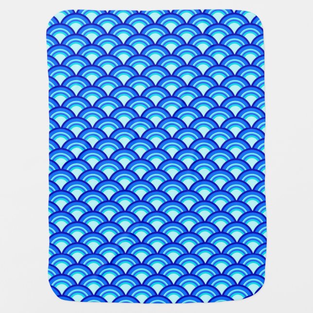 Art Deco wave pattern - cobalt and sky blue Stroller Blanket (Front)