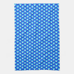 Art Deco wave pattern - cobalt and sky blue Towel