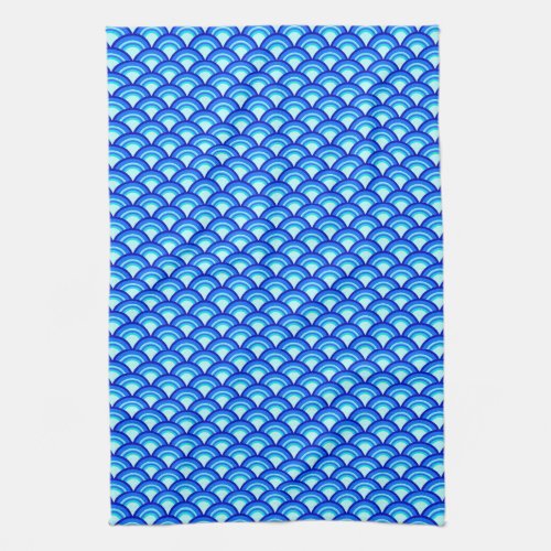 Art Deco wave pattern _ cobalt and sky blue Towel