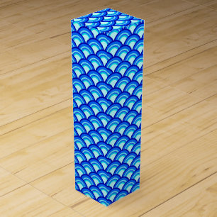 Art Deco wave pattern - cobalt and sky blue Wine Gift Box