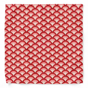 Art Deco wave pattern - coral red and pink Bandana