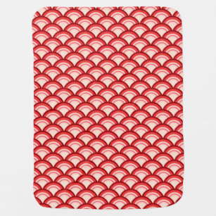 Art Deco wave pattern - coral red and pink Receiving Blanket