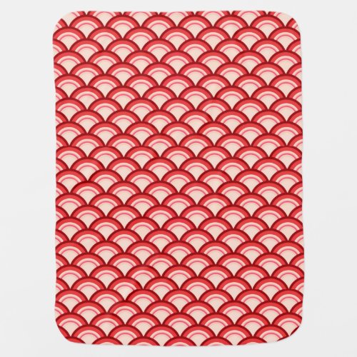 Art Deco wave pattern _ coral red and pink Receiving Blanket
