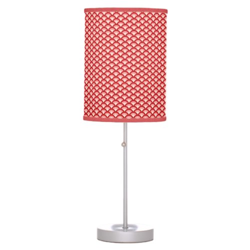 Art Deco wave pattern _ coral red and pink Table Lamp