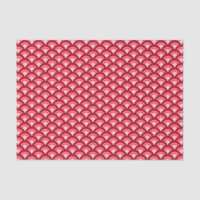 Art Deco wave pattern - coral red and pink Tissue Paper (Front)