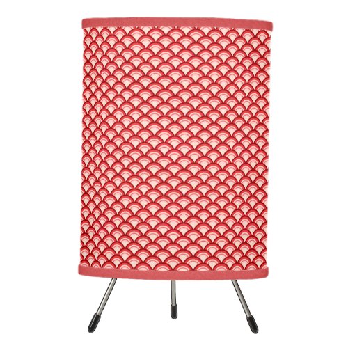 Art Deco wave pattern _ coral red and pink Tripod Lamp