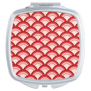 Art Deco wave pattern - coral red and pink Vanity Mirror