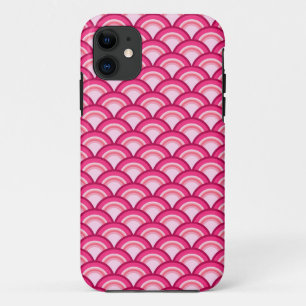 Art Deco wave pattern - fuchsia and coral iPhone 11 Case