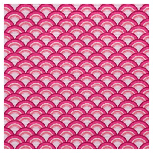 Art Deco wave pattern - fuchsia and coral Fabric