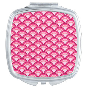 Art Deco wave pattern - fuchsia and coral Makeup Mirror