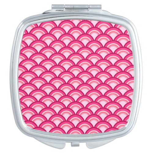 Art Deco wave pattern _ fuchsia and coral Makeup Mirror