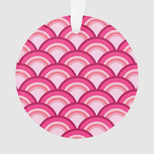 Art Deco wave pattern - fuchsia and coral Ornament (Front)