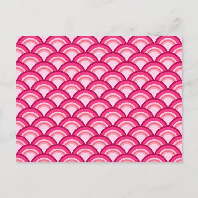 Art Deco wave pattern - fuchsia and coral Postcard (Front)
