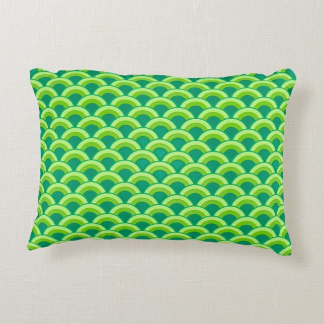 Art Deco wave pattern - jade green Accent Pillow (Back)