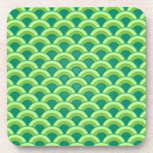 Art Deco wave pattern - jade green Beverage Coaster (Front)