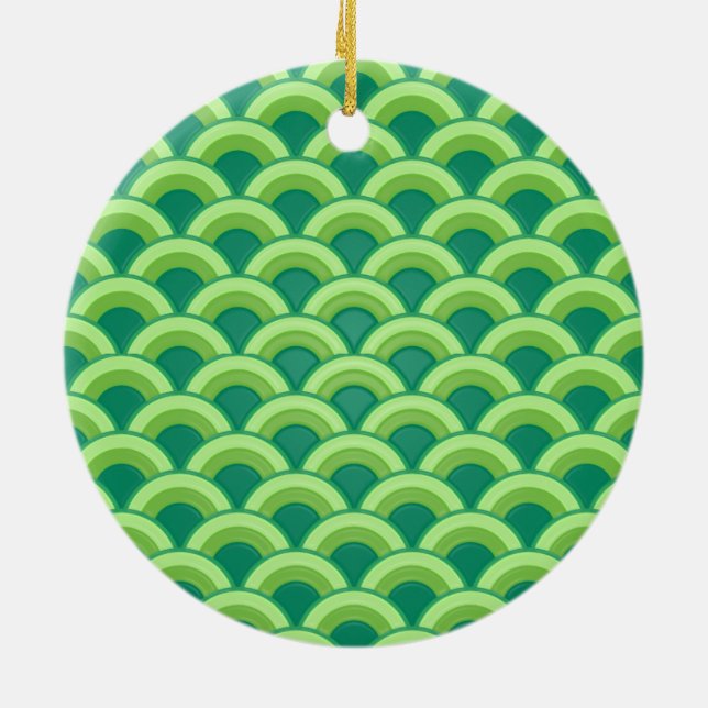 Art Deco wave pattern - jade green Ceramic Ornament (Back)