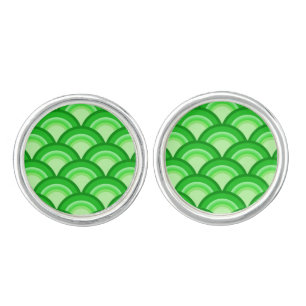 Art Deco wave pattern - jade green Cufflinks