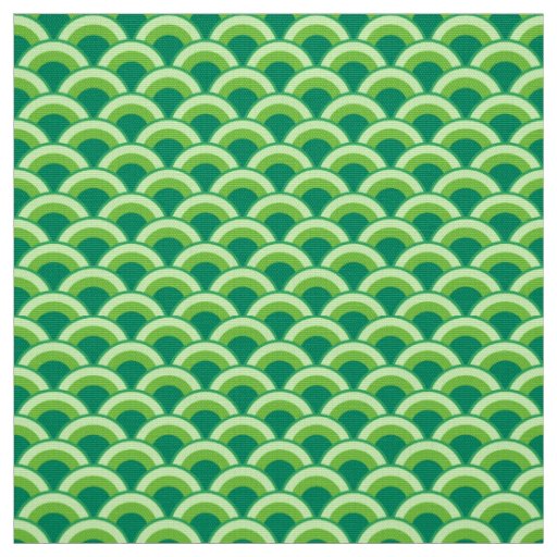 Art Deco wave pattern - jade green Fabric