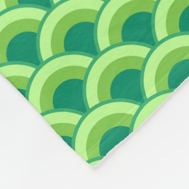 Art Deco wave pattern - jade green Fleece Blanket (Corner)