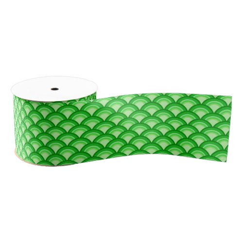 Art Deco wave pattern _ jade green Grosgrain Ribbon