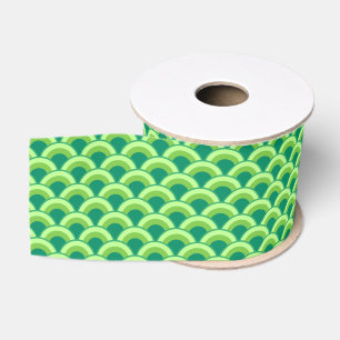 Art Deco wave pattern - jade green Grosgrain Ribbon