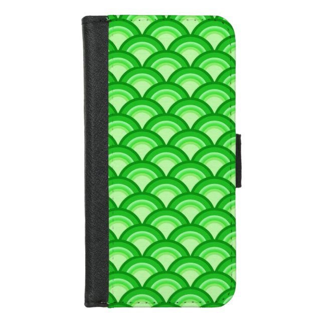 Art Deco wave pattern - jade green iPhone Wallet Case (Front)