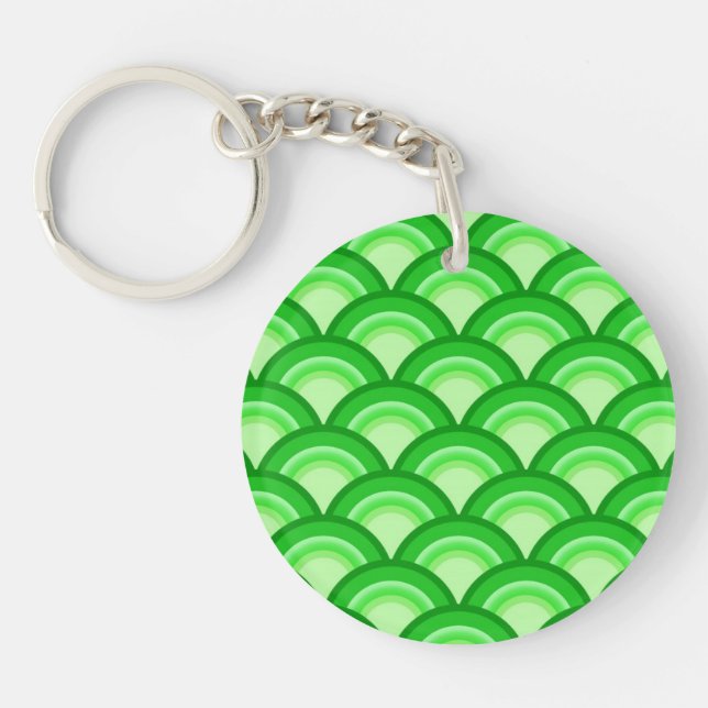 Art Deco wave pattern - jade green Keychain (Front)