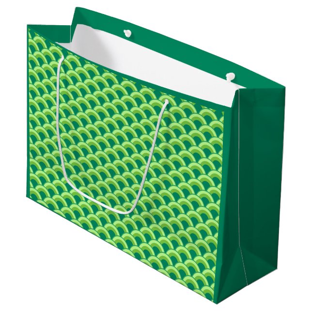 Art Deco wave pattern - jade green Large Gift Bag (Front Angled)