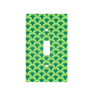 Art Deco wave pattern - jade green Light Switch Cover