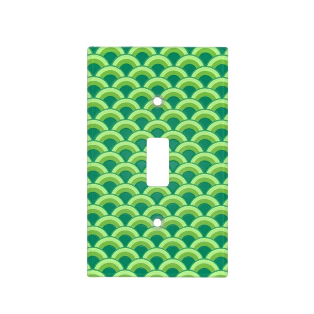 Art Deco wave pattern - jade green Light Switch Cover (Front)