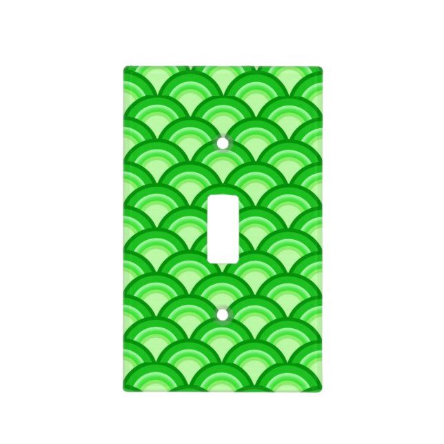 Art Deco wave pattern - jade green Light Switch Cover (Front)