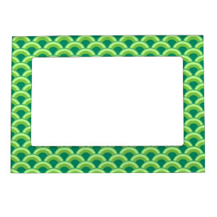 Art Deco wave pattern - jade green Magnetic Photo Frame
