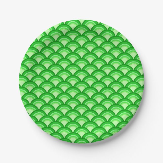 Art Deco wave pattern - jade green Paper Plates (Front)