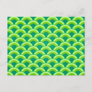 Art Deco wave pattern - jade green Postcard