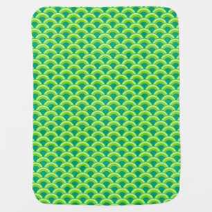 Art Deco wave pattern - jade green Receiving Blanket