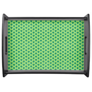 Art Deco wave pattern - jade green Serving Tray