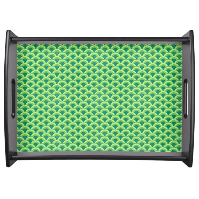 Art Deco wave pattern - jade green Serving Tray (Front)