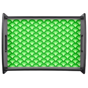 Art Deco wave pattern - jade green Serving Tray