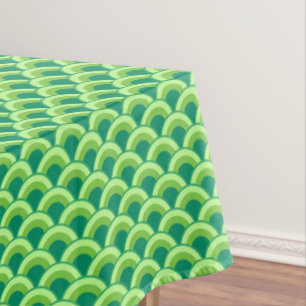 Art Deco wave pattern - jade green Tablecloth