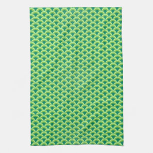 Art Deco wave pattern - jade green Towel
