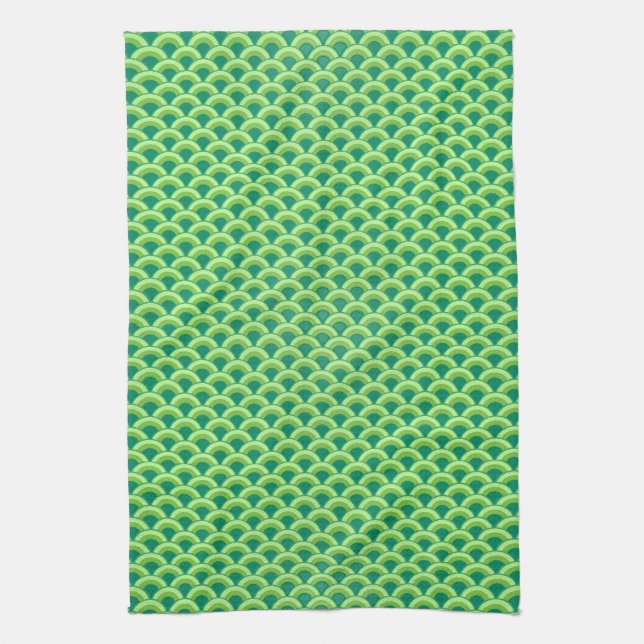 Art Deco wave pattern - jade green Towel (Vertical)
