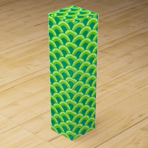 Art Deco wave pattern - jade green Wine Box