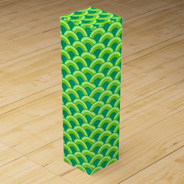 Art Deco wave pattern - jade green Wine Box (Front)